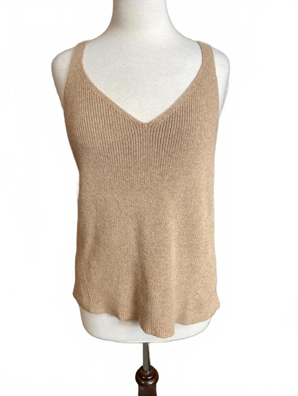 Old Navy women's V-neck knit tank top in a tan/camel color 2X